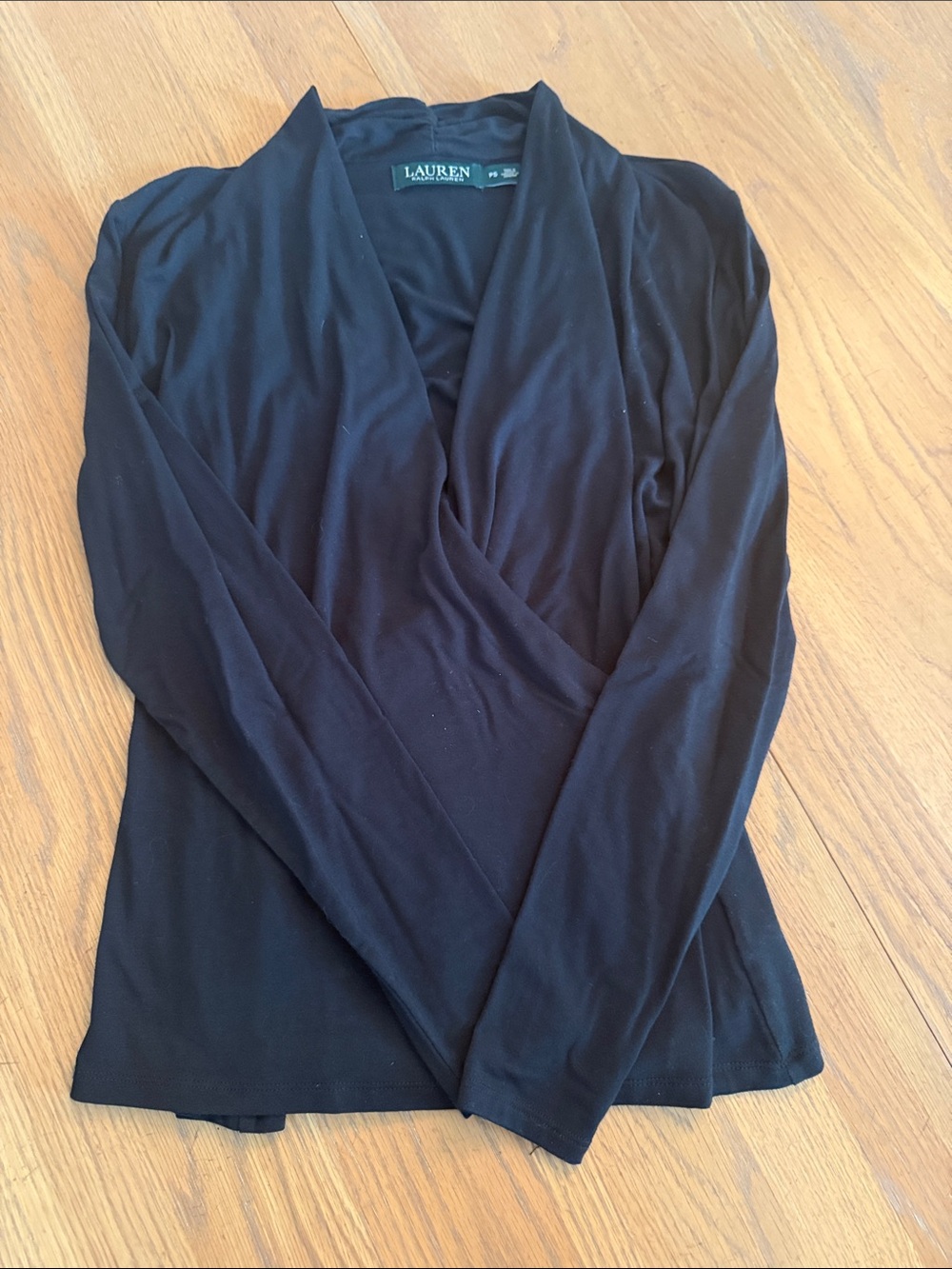 Ralph Lauren Black Long-Sleeve Surplice Top